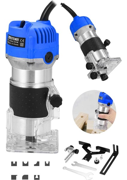 Alman 3000 W 6 Kademe Devir Ayarlı Formika Traşlama Freze Makinesi 6 mm Pens Mv fiyatları