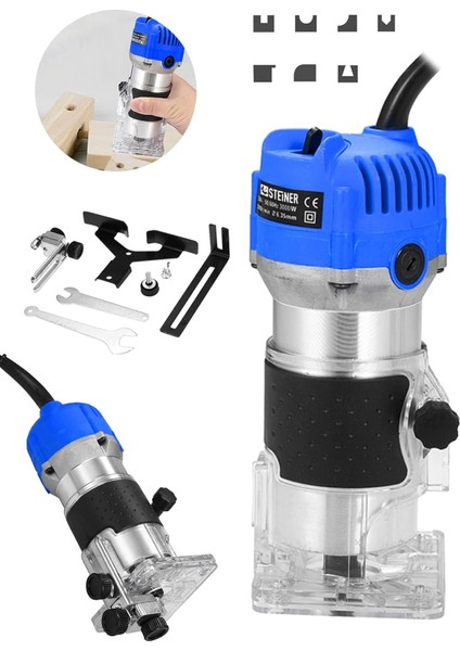 Alman 3000 W 6 Kademe Devir Ayarlı Formika Traşlama Freze Makinesi 6 mm Pens Mv modelleri