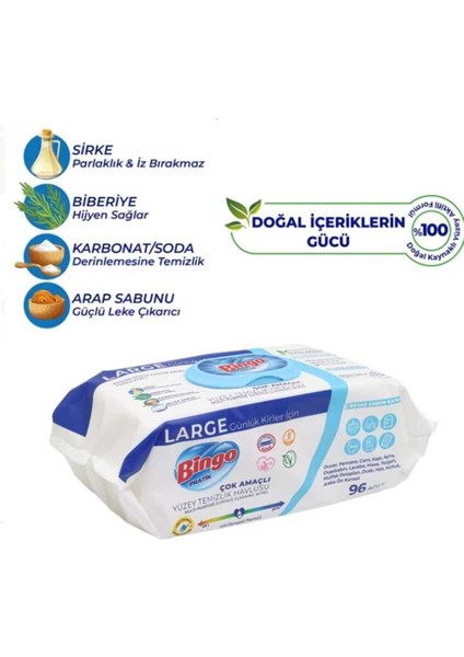 Çok Amaçlı Yüzey Temizleme Mendili – Large Boy 3’lü Paket (96’lı x 3) Pratik ve Hijyenik Temizlik