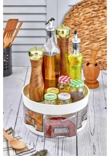 Gri Döner Standlı 6’lı Gıda Organizer Seti, Baharatlık ve Saklama Kabı fiyatları