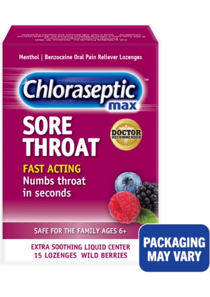 Chloraseptic Max Sore Throat Fast Actıng 15 Lozenges Wild Berrıes