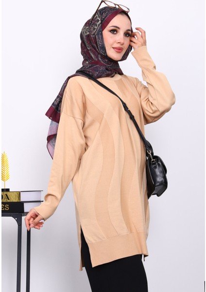 Vizon Bisiklet Yaka Soğuk İplik Triko Tunik modelleri