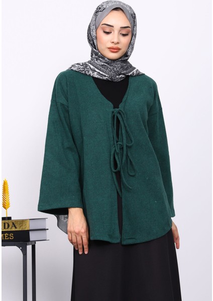 Koyu Yeşil Ön Bağlamalı Yumoş Kimono modelleri