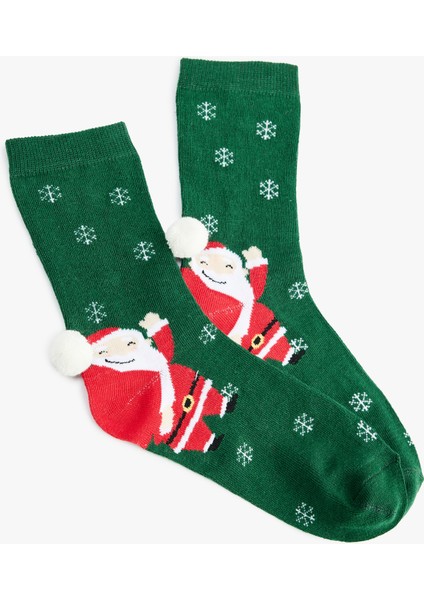 Yılbaşı Temalı Ponpon Detaylı Pamuklu Soket Çorap fiyatları