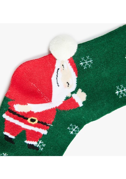 Yılbaşı Temalı Ponpon Detaylı Pamuklu Soket Çorap modelleri