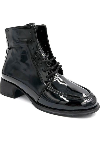 (Park Moda) Riyad Termo Kaymaz Taban Bağcıklı&fermuarlı Günlük Kadın Bot Rugan Siyah