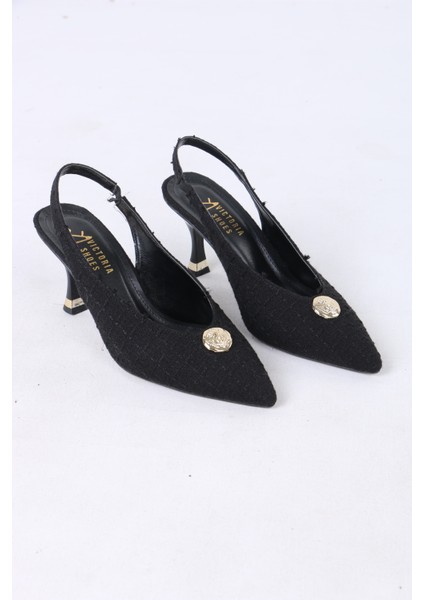 Altın Düğme Detaylı Slingback Topuklu Kadın Ayakkabı modelleri