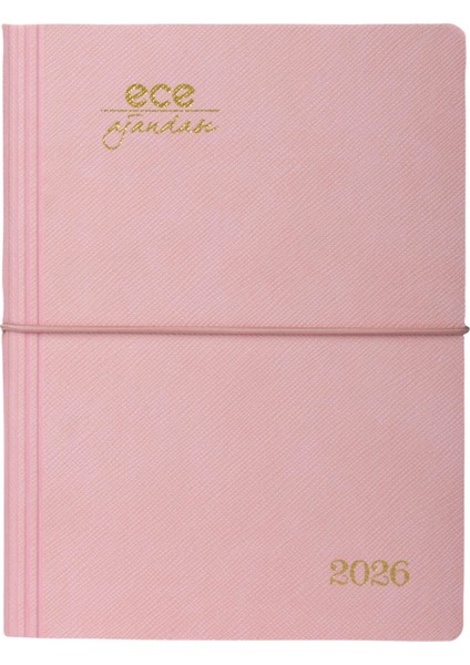 Ece-Yeni Marmaris Şeker Pembe Çizgili Günlük 12X16 2026