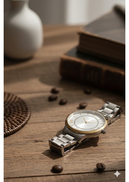 Kadın Kol Saati Altın ve Gümüş Renk, Gümüş Kadran - Şık Metal Kordon, 2 Yıl Garantili fiyatları