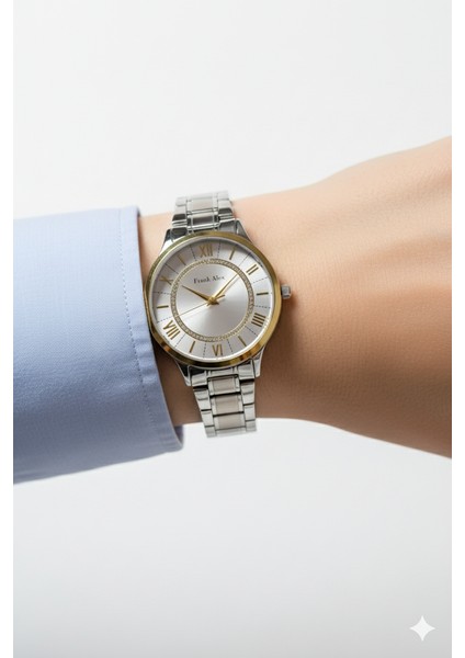 Kadın Kol Saati Altın ve Gümüş Renk, Gümüş Kadran - Şık Metal Kordon, 2 Yıl Garantili modelleri