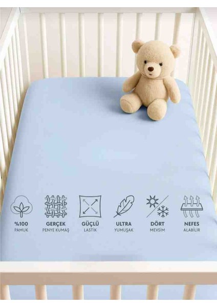 %100 Pamuklu Lastikli Penye Bebek Çarşafı Park Yatak 60×120 70×110 70×120 70×130 70×140