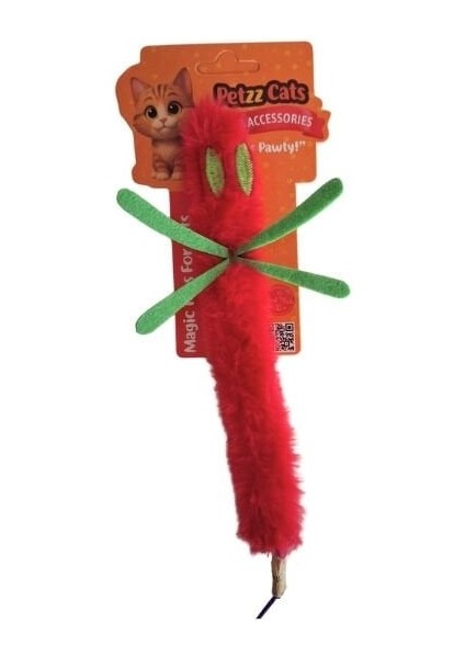 Petzzcats Sinek Matatabi ve Çıngırak Sesli Peluş Kedi Oyuncağı Kırmızı 24X15 cm