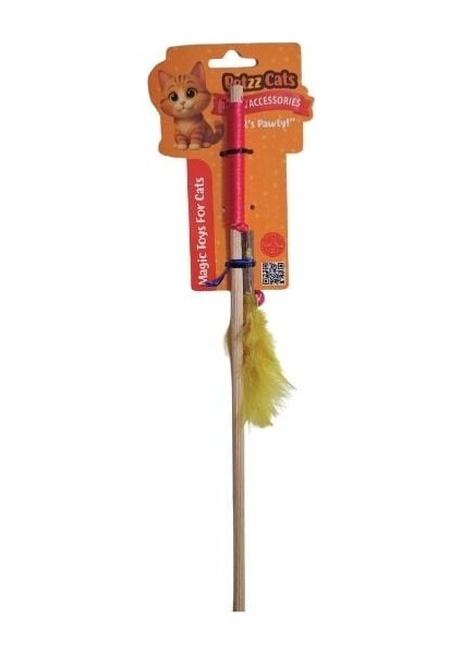 Petzzcats Fish Matatabi ve Çıngırak Sesli Ahşap Saplı Kedi Olta Oyuncağı Pembe 42 cm