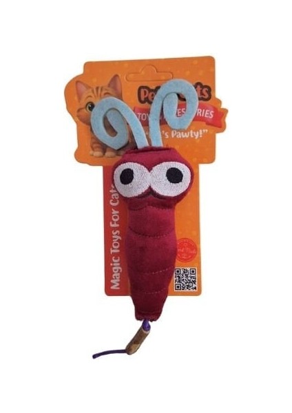 Petzzcats July Matatabi ve Çıngırak Sesli Peluş Kedi Oyuncağı Bordo 20X7 cm