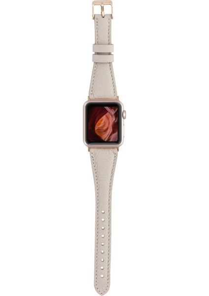 Apple Watch Uyumlu Deri Kordon 38-40-41MM Slim Erc3 Bej modelleri
