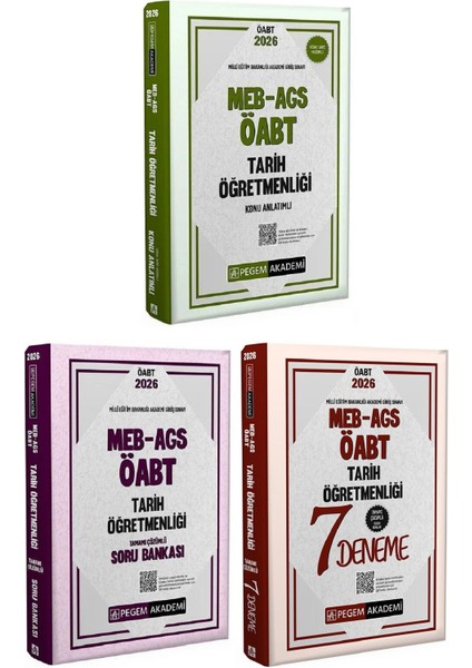 Pegem 2026 Öabt Meb-Ags Tarih Öğretmenliği Konu + Soru Bankası + 7 Deneme 3 Lü Set Pegem Akademi Yayınları