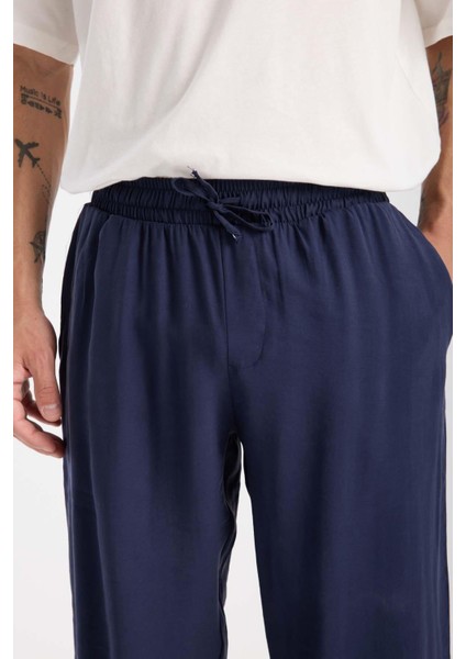 Modal Kumaş Rahat Kalıp Düz Paça Jogger Erkek Pantolon - Lacivert