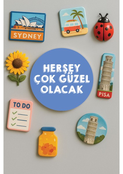 Modern ve Dekoratif Yuvarlak Buzdolabı Magneti Magnet Büyük Boy 10X10 cm - Çok Güzel