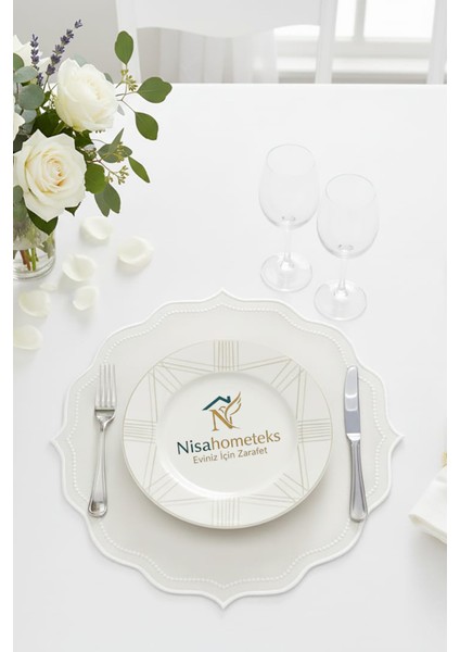 6 Adet Nakışlı Keten Amerikan Servis - Keten Supla fiyatları