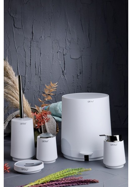 Vona Akrilik Beyaz 5 Parça Banyo Seti