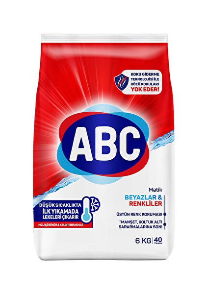 2 Adet Abc Matik 6 kg Çamaşır Deterjanı Beyazlar Renkliler
