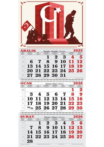 2026 Yılı Gemici Takvimi-Çanakkale Şehitler Abidesi