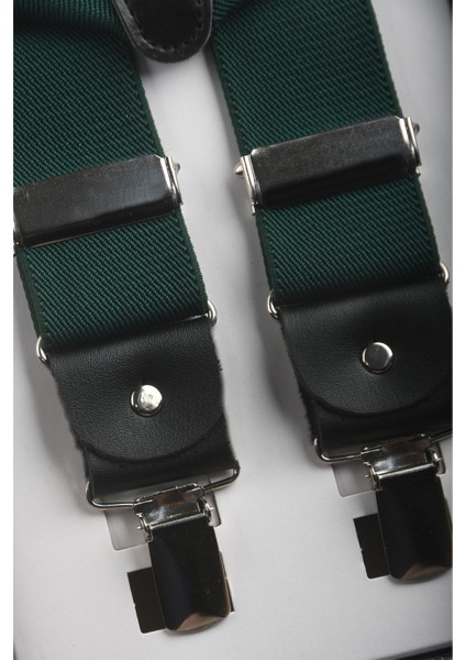 Unisex Yeşil Derili Esneyebilen Lastik Ayarlanabilir Metal Klipsli Pantolon Askısı 2602025 modelleri