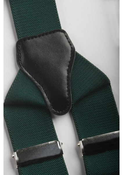 Unisex Yeşil Derili Esneyebilen Lastik Ayarlanabilir Metal Klipsli Pantolon Askısı 2602025 fırsatları