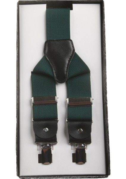 Unisex Yeşil Derili Esneyebilen Lastik Ayarlanabilir Metal Klipsli Pantolon Askısı 2602025 indirimleri