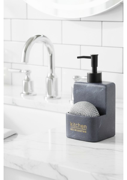 Kavren Polyresin Hazneli Sıvı Sabunluk – Sünger Bölmeli Mutfak Deterjanlık 500 ml (Sünger Hediyeli) fiyatları