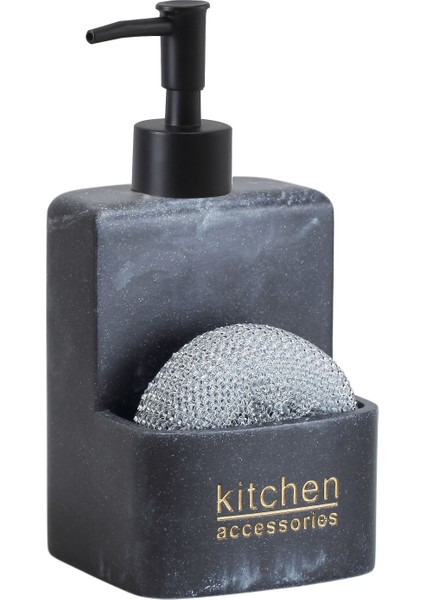 Kavren Polyresin Hazneli Sıvı Sabunluk – Sünger Bölmeli Mutfak Deterjanlık 500 ml (Sünger Hediyeli) indirimleri