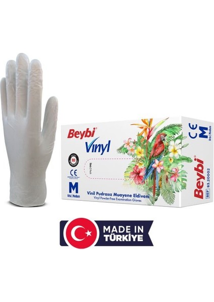 Vinil Pudrasız Muayene Eldiven Mdr 100'LÜK -3 Kutu Muayene Eldiveni -L Beden