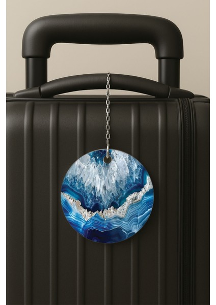 Mest Marble Desenli Uv Baskılı Pleksi Bavul Etiketi Seyahat Tatil Valiz Etiketi