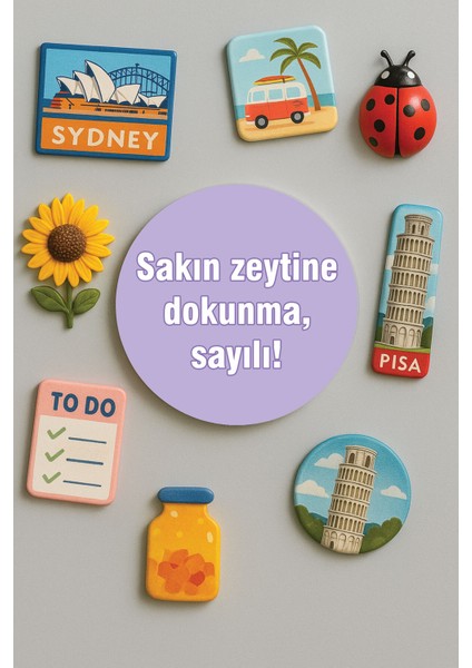 Modern ve Dekoratif Yuvarlak Buzdolabı Magneti Magnet Büyük Boy 10X10 cm - Zeytin