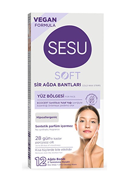 4 Adet Sesu Yüz Ağda Bandı Soft 12'li