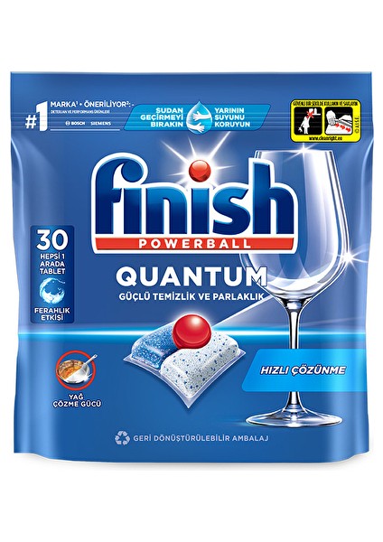 3 Adet Finish Bulaşık Makinesi Tableti Quantum 30'lu