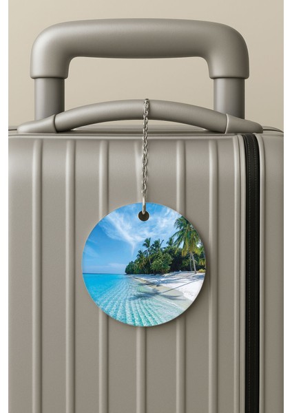 Pleksi Zincirli Bavul Etiketi Seyahat Tatil Için Tasarım Valiz Etiketi Mauritius