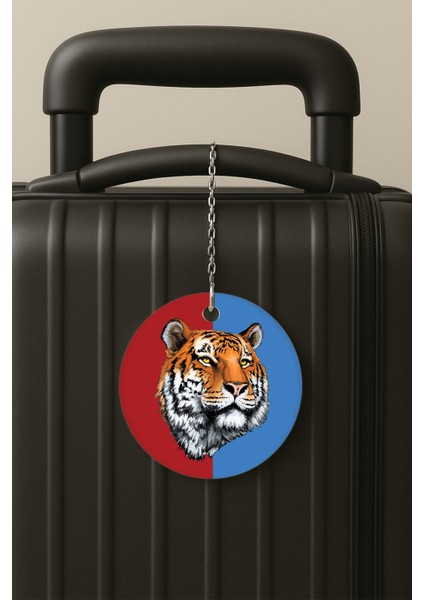 Bordo Mavili Desenli Uv Baskılı Pleksi Bavul Etiketi Seyahat Tatil Valiz Etiketi