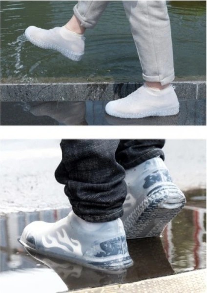 Silikon Ayakkabı Kılıfı Kaymaz Su Kir Geçirmez M Beden Beyaz fiyatları