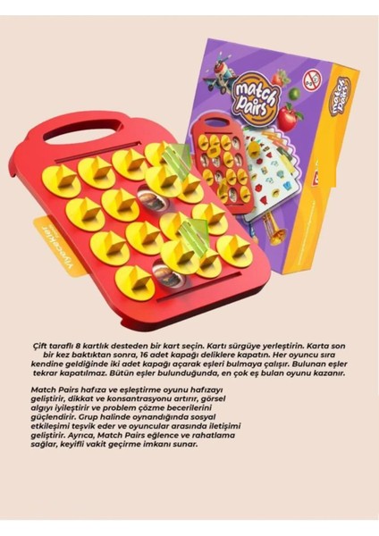 Çiftleri Eşleştir Hafıza Oyunu 3+ Yaş Zeka ve Aktivite Oyunu Eğlence Kutusu Eğitici Oyuncak Mp fiyatları