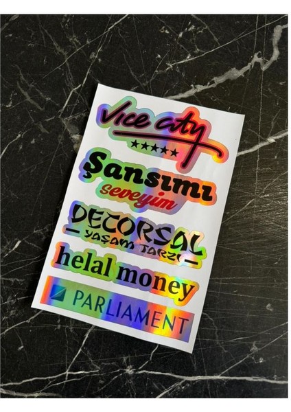 Araba Arka Cam Yazıları Hologramlı Yan Kapı, Yan Cam Stickerı - Oto, Motor, Kask Uyumlu