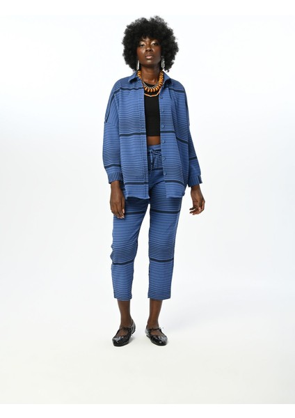 Yatay Çizgi Desenli Oversize Kesim Gömlek fırsatları