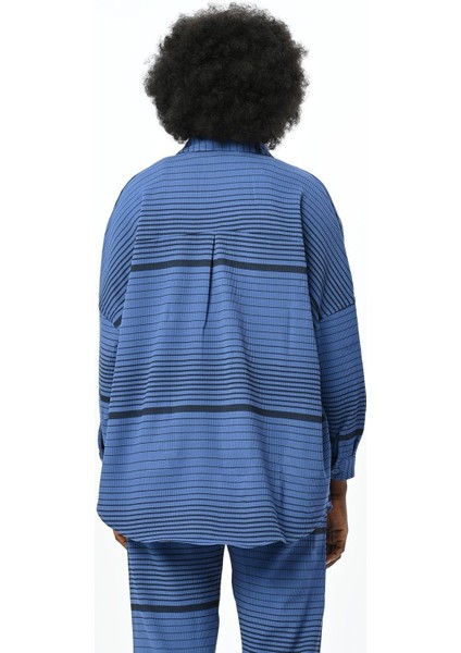 Yatay Çizgi Desenli Oversize Kesim Gömlek indirimleri