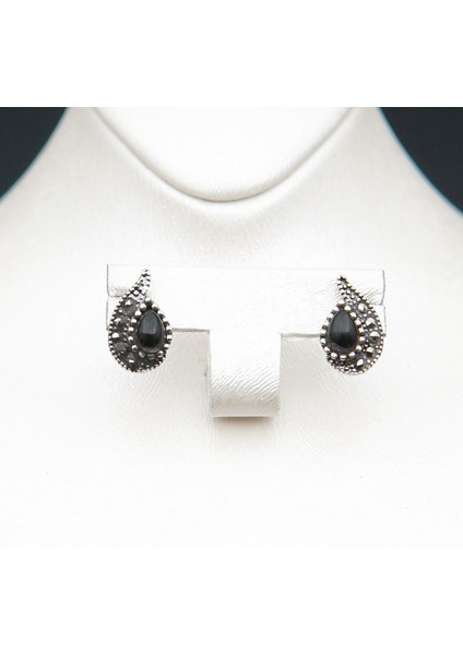 925 Ayar Gümüş Oltu Taşı Kadın Küpe SKÜ00025 modelleri