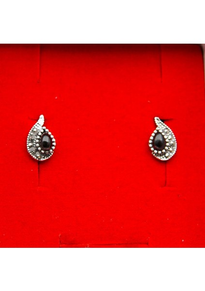 925 Ayar Gümüş Oltu Taşı Kadın Küpe SKÜ00025 fırsatları