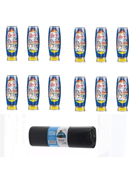 Mr. Oxy Maxima Elde Yıkama Bulaşık Deterjanı Yaban Mersini Kokulu 650 ml * 12 Adet ( Oxy Çöp Torbası 80*110 Hediyeli )