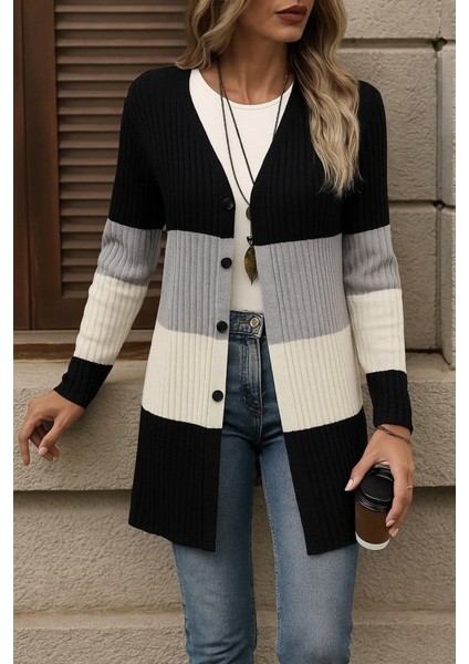 Kadın Uzun Kollu Çok Renkli Önden Düğmeli Uzun Ceket modelleri