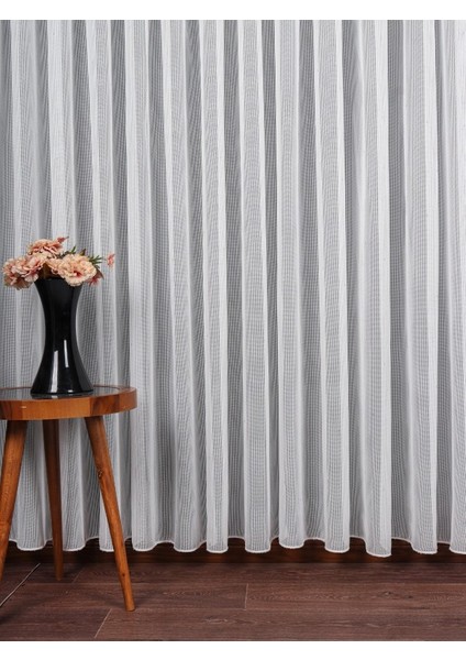 Yumuşak Dokulu Gümüş Damlacık Desenli File Tül Perde Ütü Istemez (1/3 Sık Pile) indirimleri