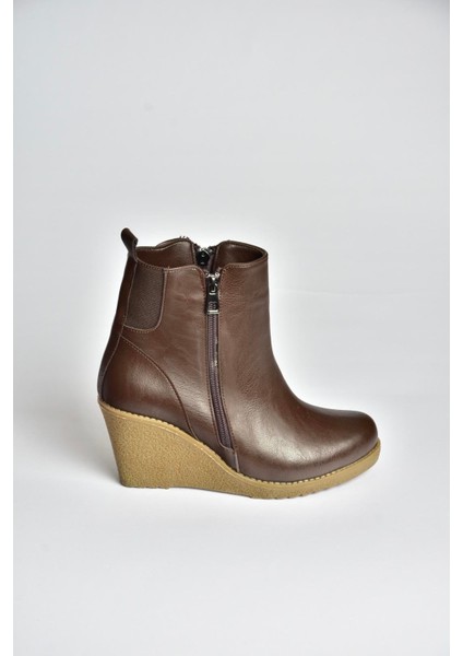 V361196809 Kahverengi Dolgu Topuklu Kadın Bot indirimleri