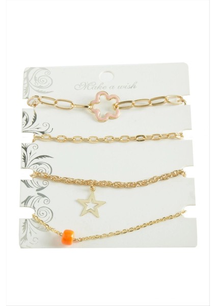 4 Adet Karışık Trend Zincir Bileklik